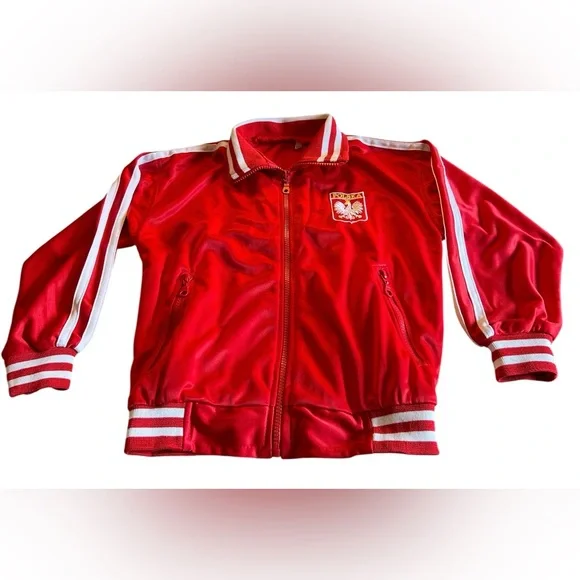 Classic Red & White Poland "Polska" Track Jacket - Size 122 - Picture 1 of 6
